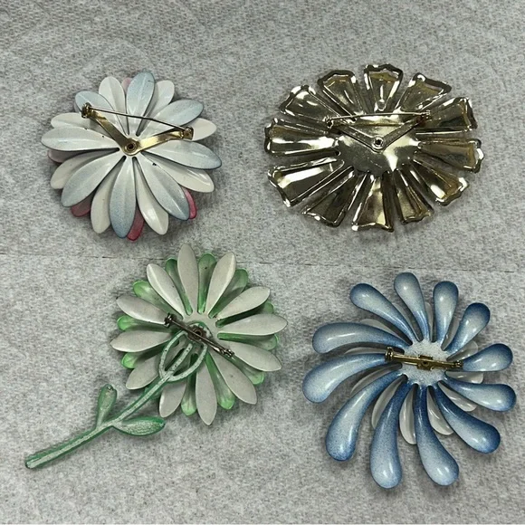 Vintage MCM Colorful Retro Flower Brooch Set 60s 70s Hippie Colorful Floral - Picture 12 of 14
